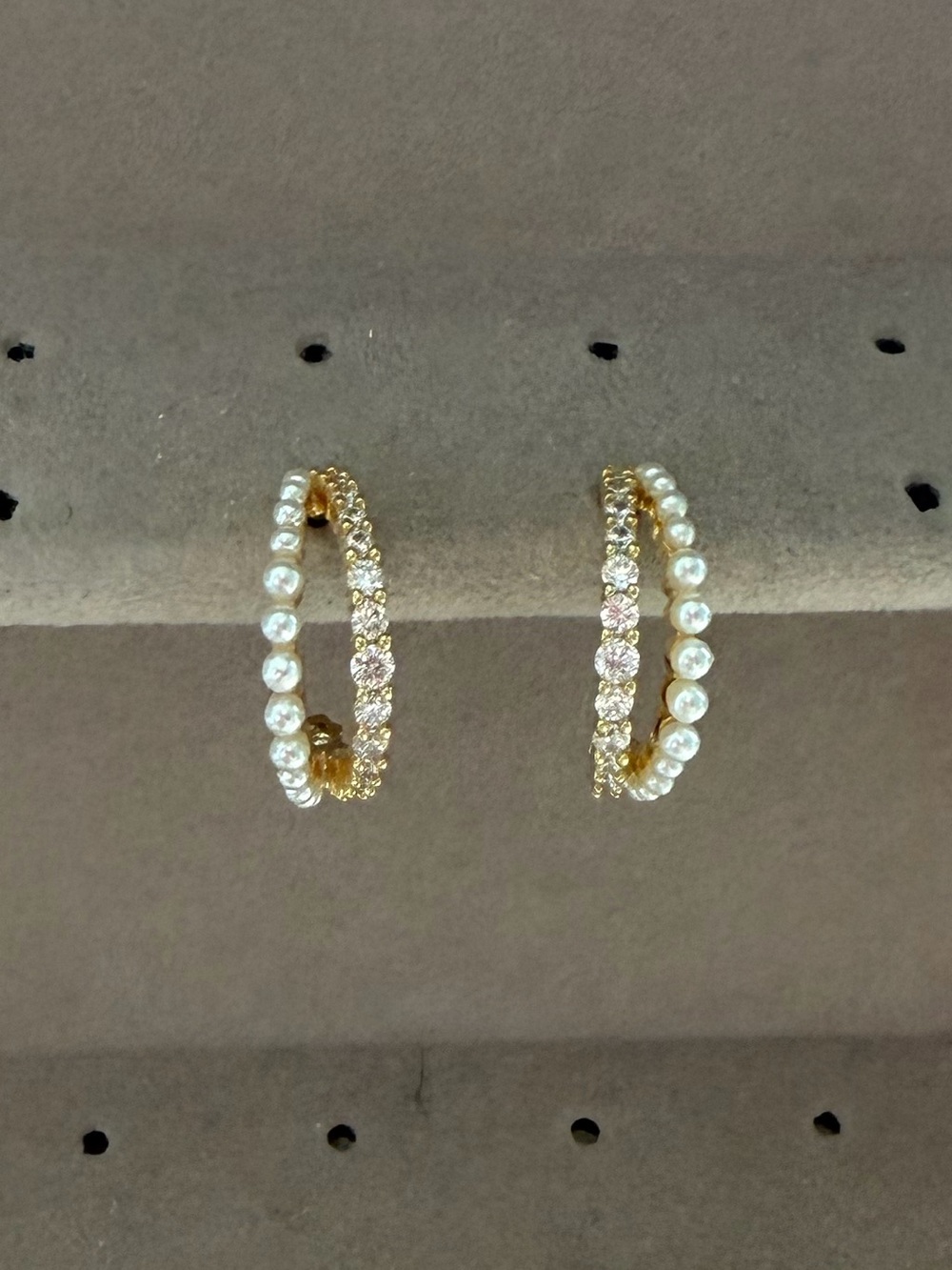 Altar'd State Gold Crescent Earrings with White Pearls